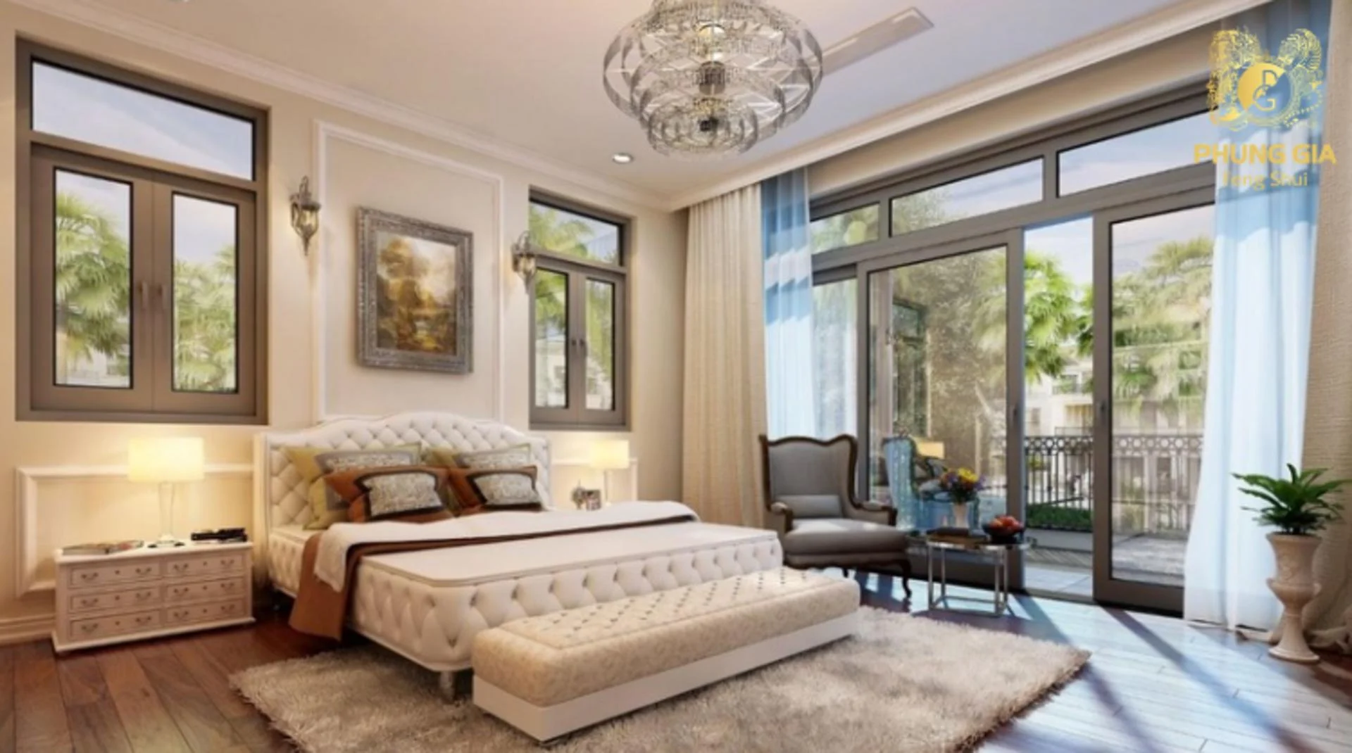 Rèm cửa, bình phong hay vách ngăn mềm giúp làm chậm dòng khí, tăng riêng tư và giữ sinh khí trong phòng ngủ