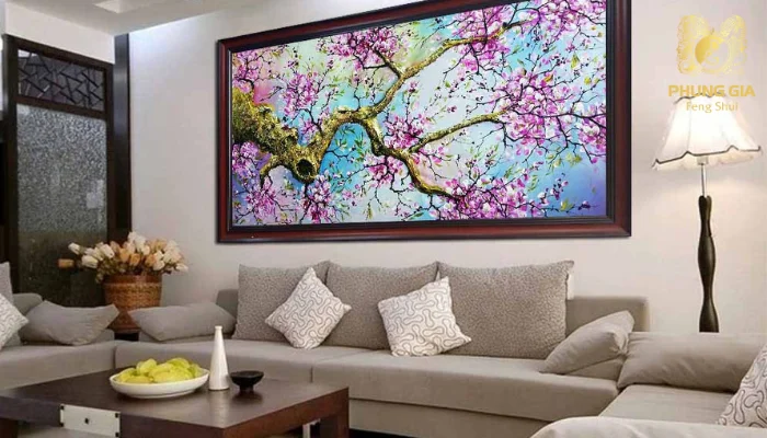 Tranh phong thủy giúp tăng cường vượng khí khu vực phòng khách
