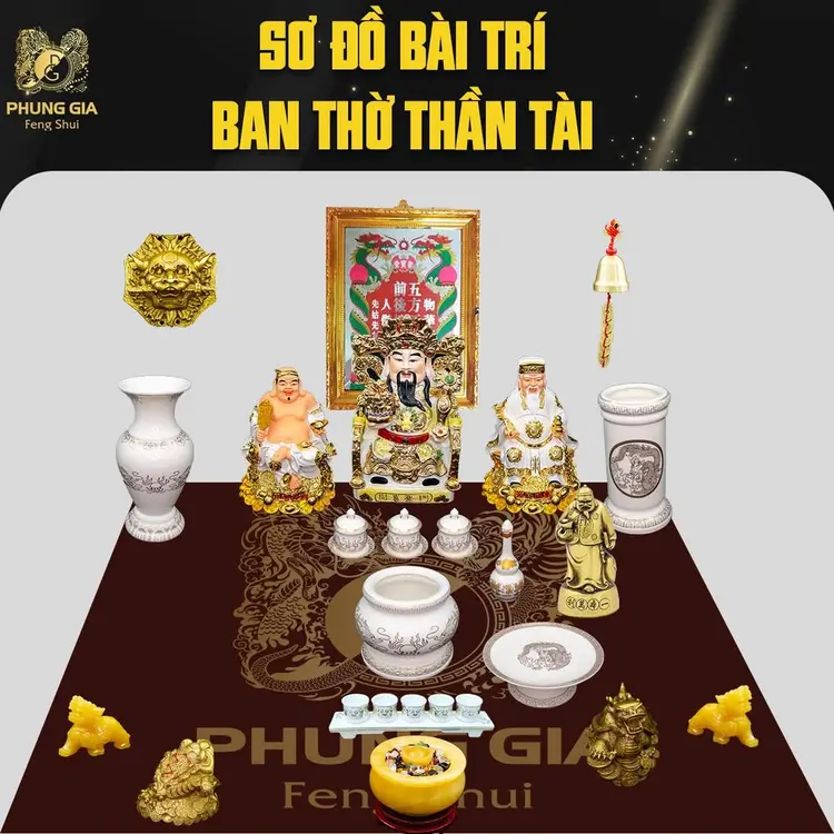 Tham khảo sơ đồ bài trí ban thờ thần tài của Phong thuỷ Phùng Gia