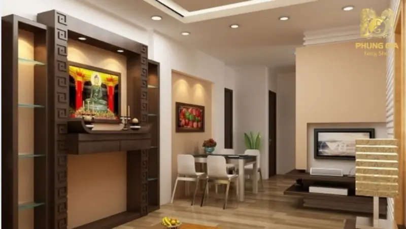 Bàn thờ treo tường giúp tiết kiệm diện tích