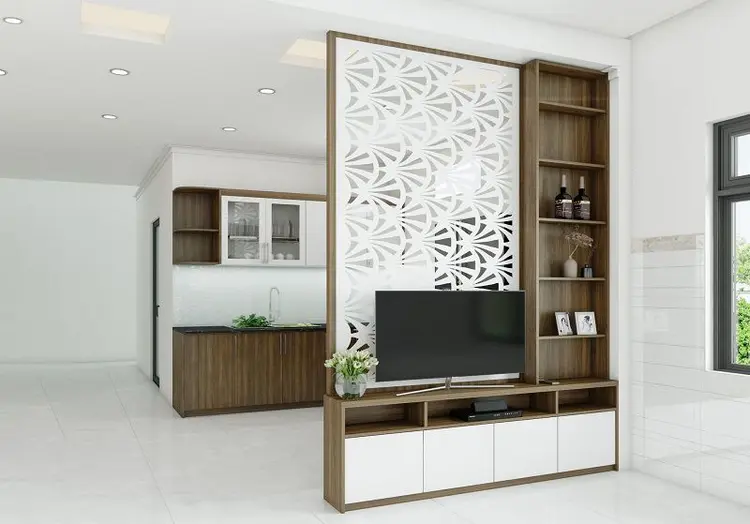 Vách ngăn – bình phong giúp tách biệt cửa chính và bếp, điều hòa sinh khí, giữ năng lượng tốt