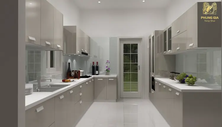 Khoảng cách hợp lý và sắc xanh Mộc chính là chìa khóa cân bằng phong thủy bếp