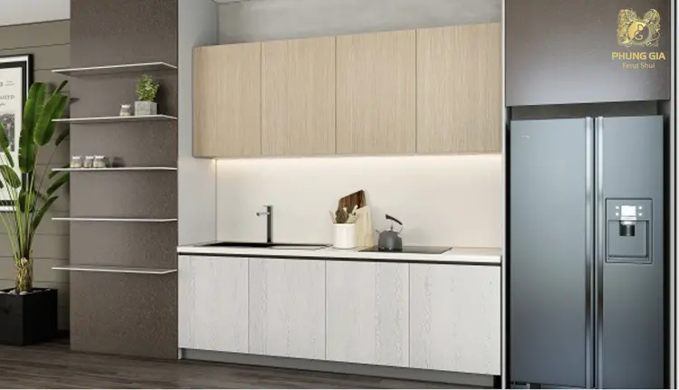 Hai nguồn Thủy kẹp giữa sẽ triệt tiêu Hỏa, làm suy giảm vượng khí bếp