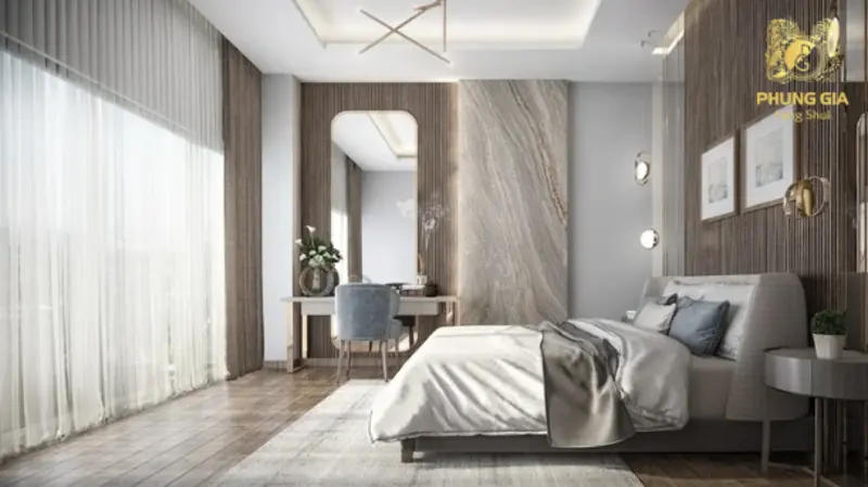 Chất liệu và nội thất phòng ngủ mệnh Thuỷ nên ưu tiên sự mềm mại, thông thoáng và tinh tế