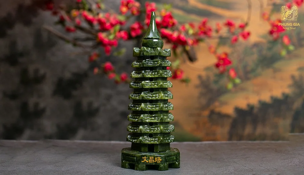 Tháp Văn Xương chất liệu đá xanh Serpentine tự nhiên