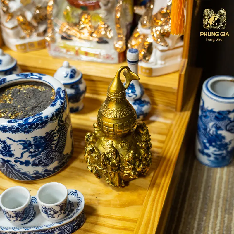 Đặt hồ lô đúng vị trí giúp không gian cân bằng, trang nghiêm và tạo điểm nhấn phong thủy hài hòa trong sinh hoạt hằng ngày