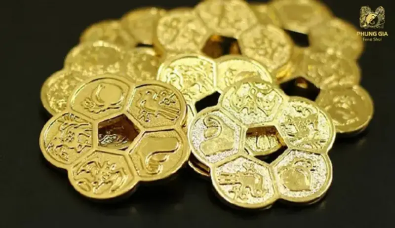  Đồng tiền hoa mai ý nghĩa Ngũ Phúc viên mãn