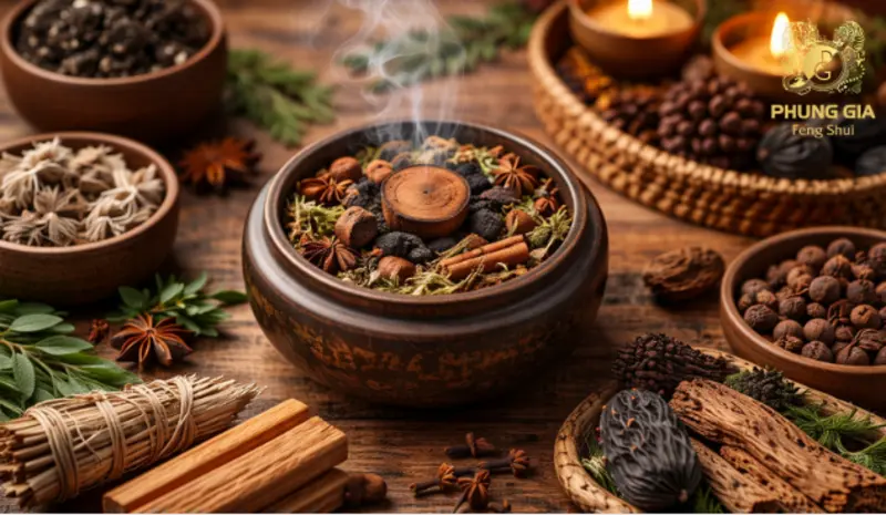 Gỗ đào kết hợp trong nghi thức xông nhà giúp thanh lọc không gian và làm mới sinh khí