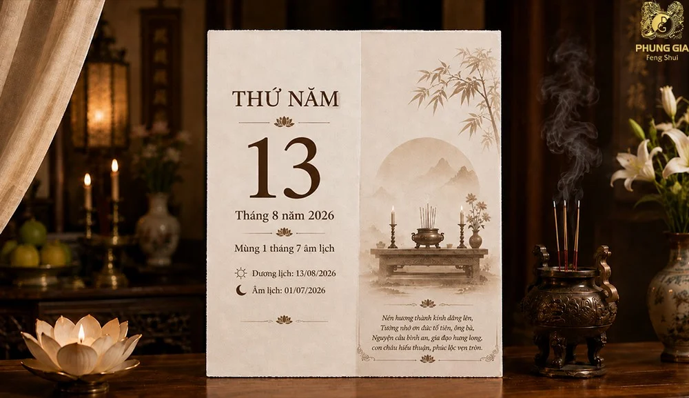 Mùng 1 tháng 7 âm lịch 2026 rơi vào ngày 13/8/2026