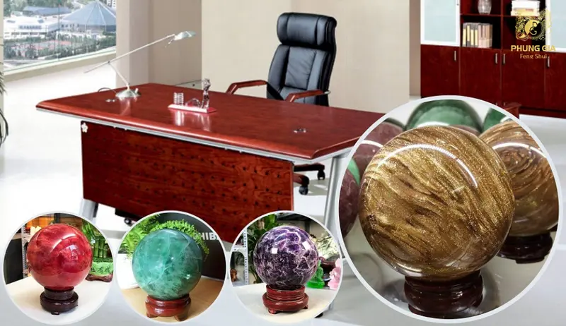 Quả cầu phong thủy là tâm điểm thu hút năng lượng cát lành cho không gian làm việc
