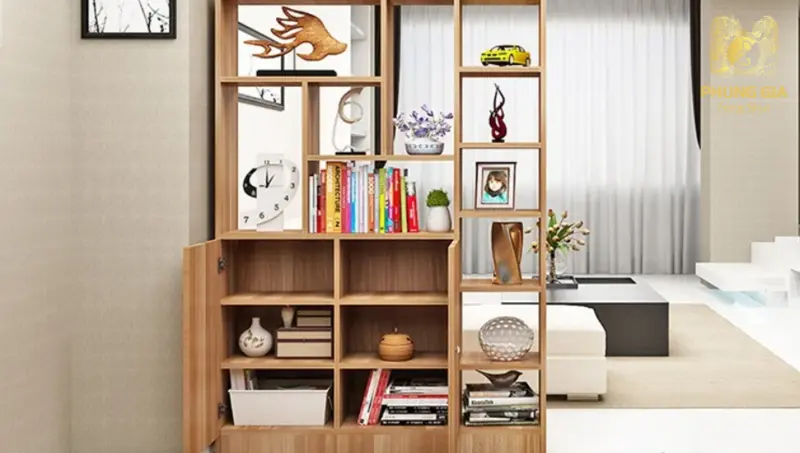 Gia chủ có thể sử dụng kệ tủ để phân chia các khu vực