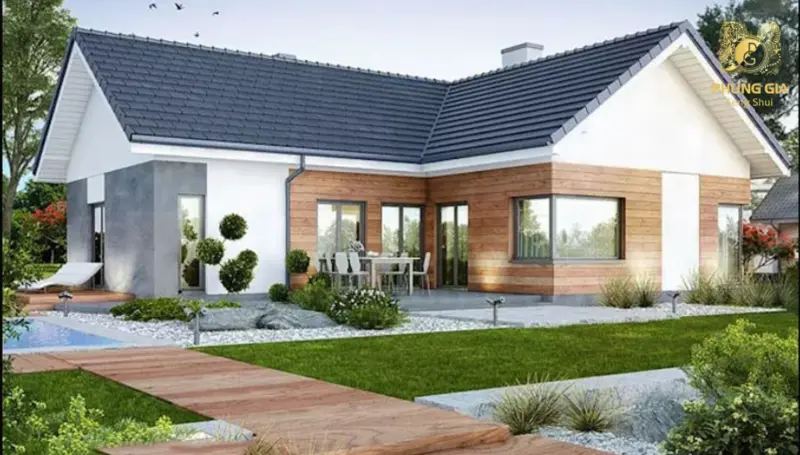 Nhà chữ T nên được bố trí tiểu cảnh, sân vườn tại điểm giao giữa hai khu nhà