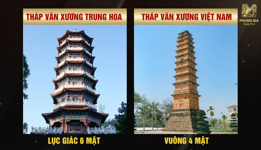 So sánh Tháp Văn Xương dạng lục giác và dạng vuông