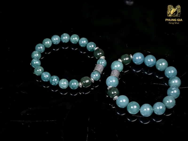 Vòng Tay Tam Tai Lam Ngọc